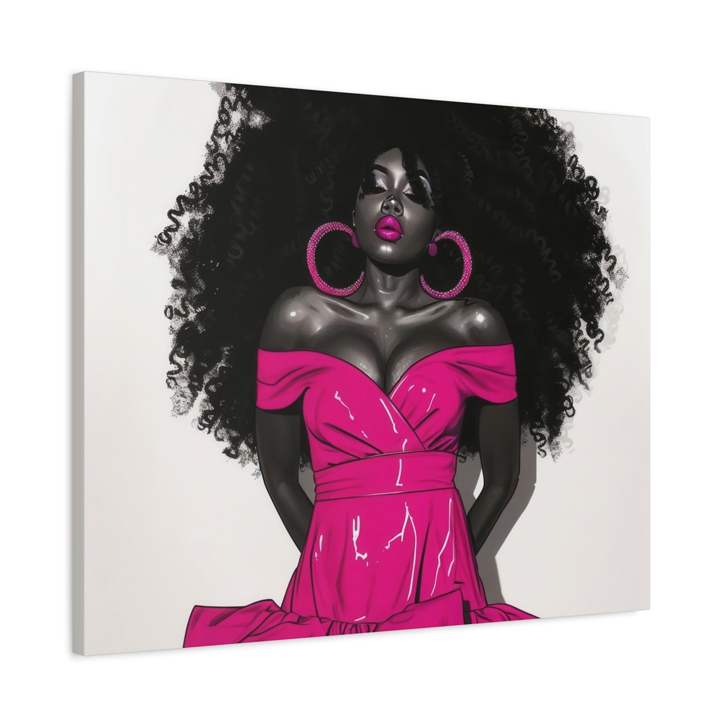 Pink Is My Color Black Woman Art Canvas Wall Print