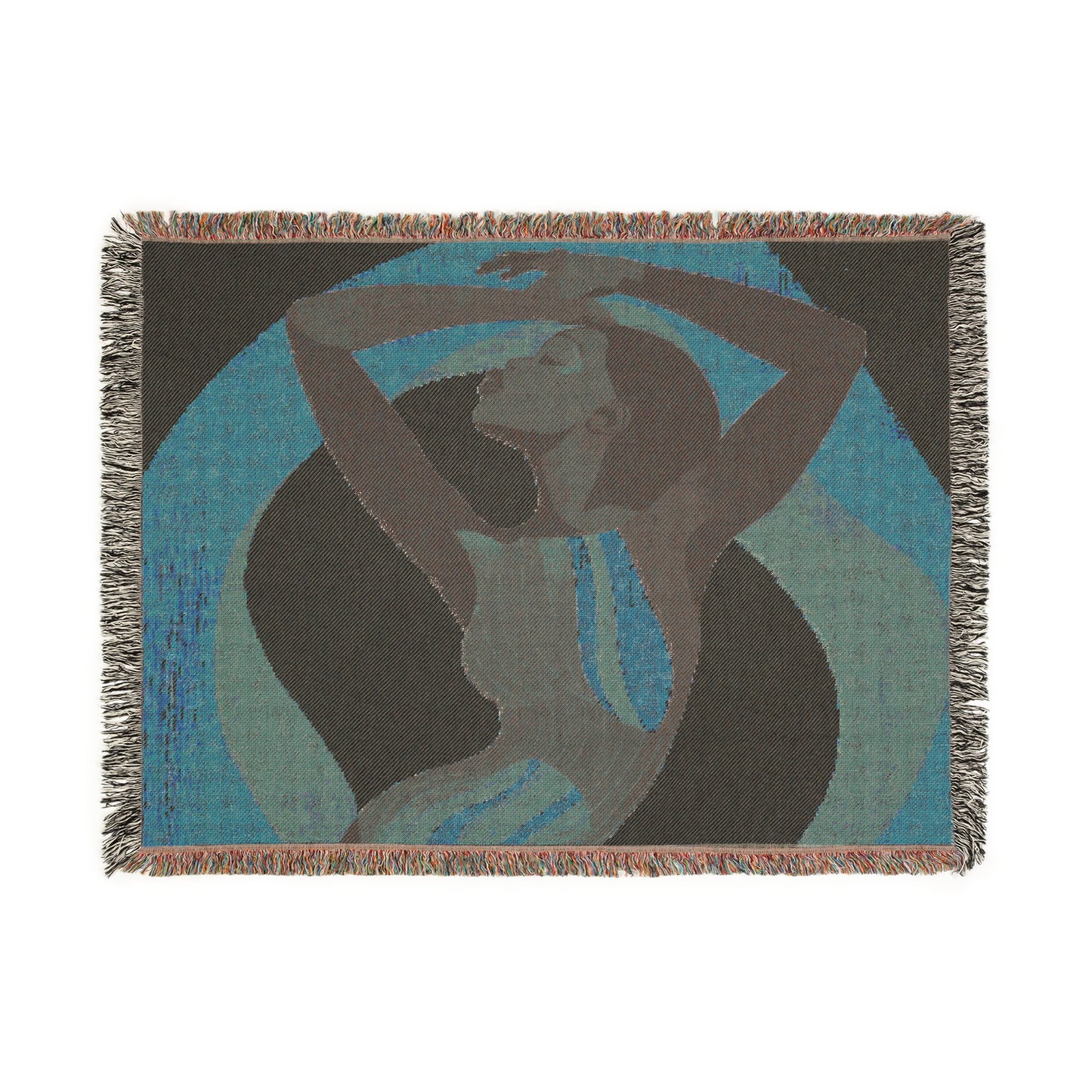 Retro Feelings Black Woman Art Woven Throw Blanket