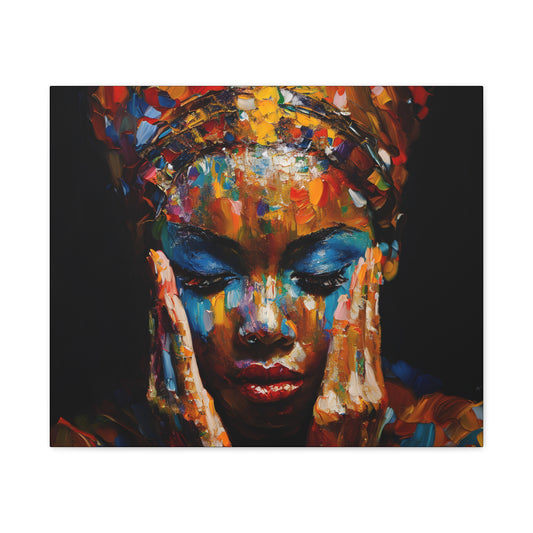 Heavy Is The Head That Wears The Crown Afrocentric Black Woman Abstract Art Canvas Wall Print
