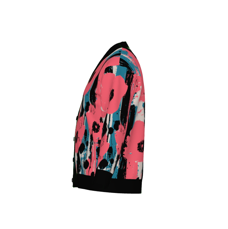 Flowers Everywhere Abstract Art Floral Cardigan Sweater - Xtreme Shopper