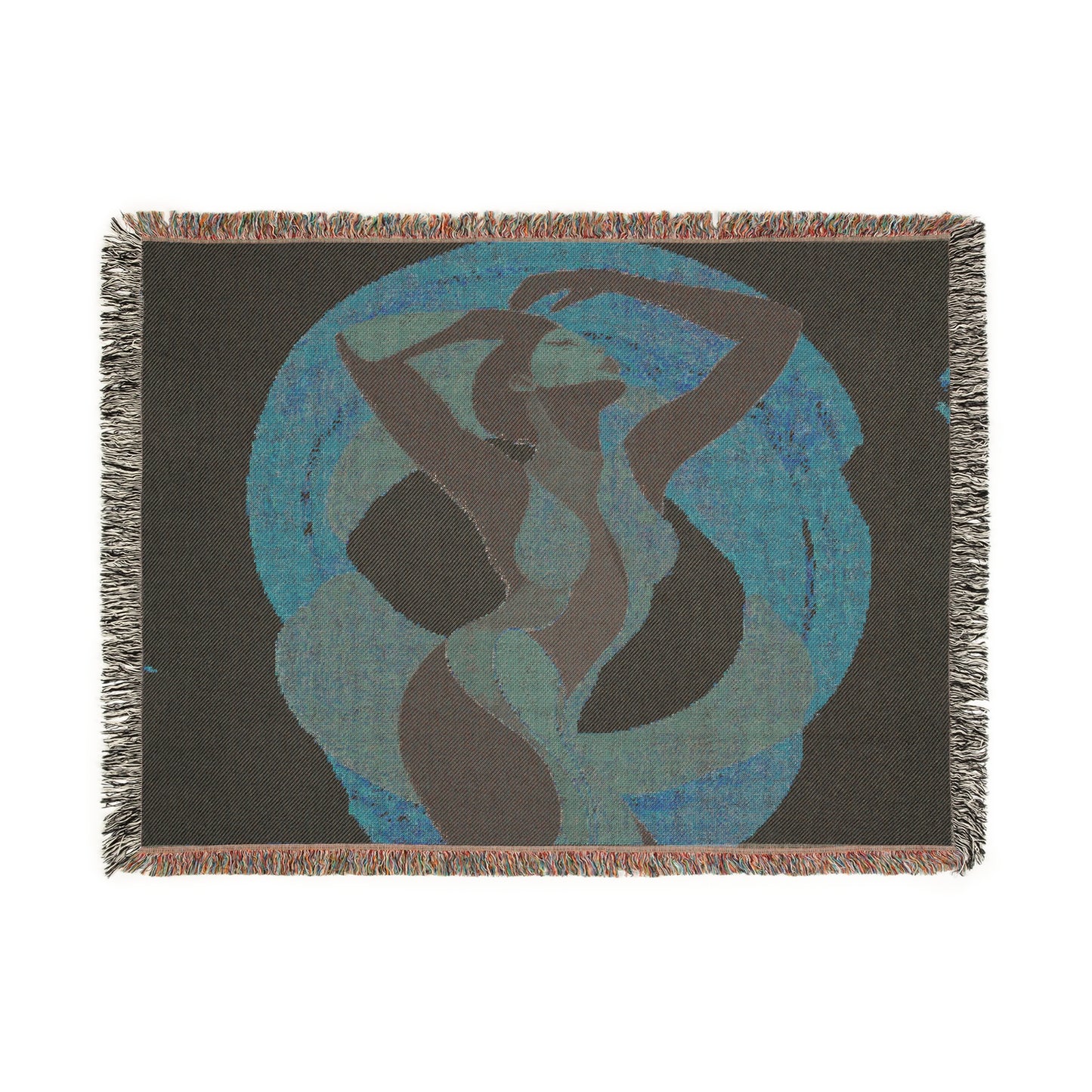 In Sync With The Rhythm Abstract Black Woman Afrocentric Art Woven Throw Blanket - Xtreme Shopper