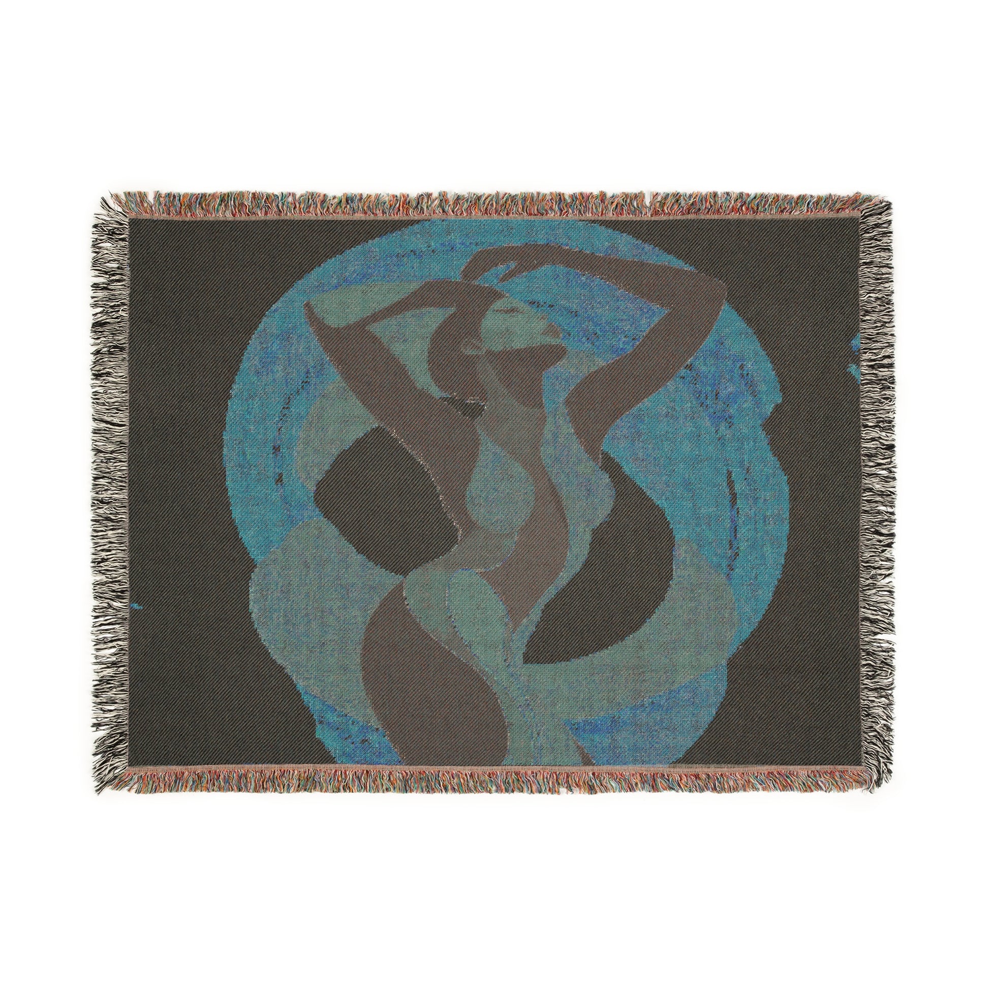 In Sync With The Rhythm Abstract Black Woman Afrocentric Art Woven Throw Blanket - Xtreme Shopper
