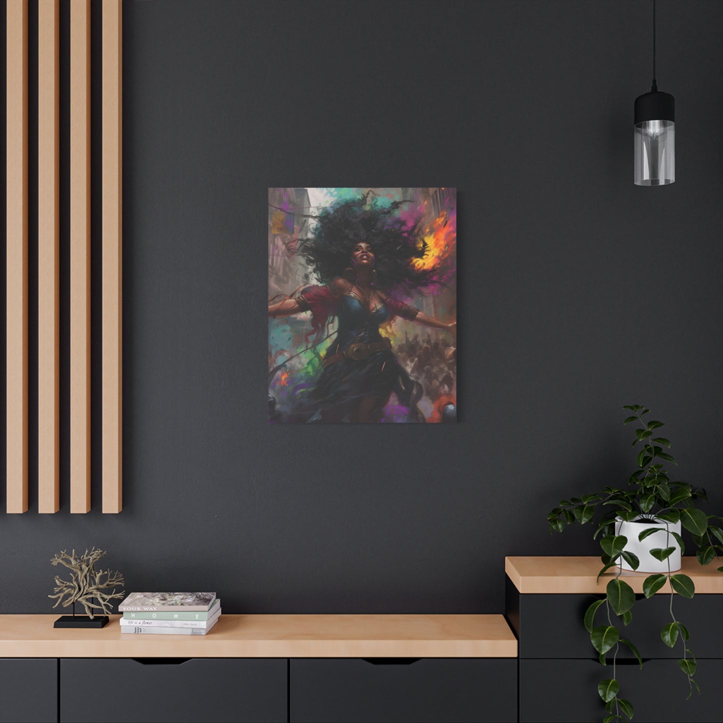 Flee To Freedom Afrocentric Abstract Black Woman Fantasy Alternative History Art Canvas Wall Print