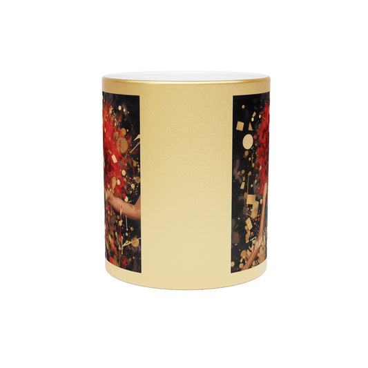 That Vibe Afrocentric Black Woman Art Gold Metallic Coffee Mug