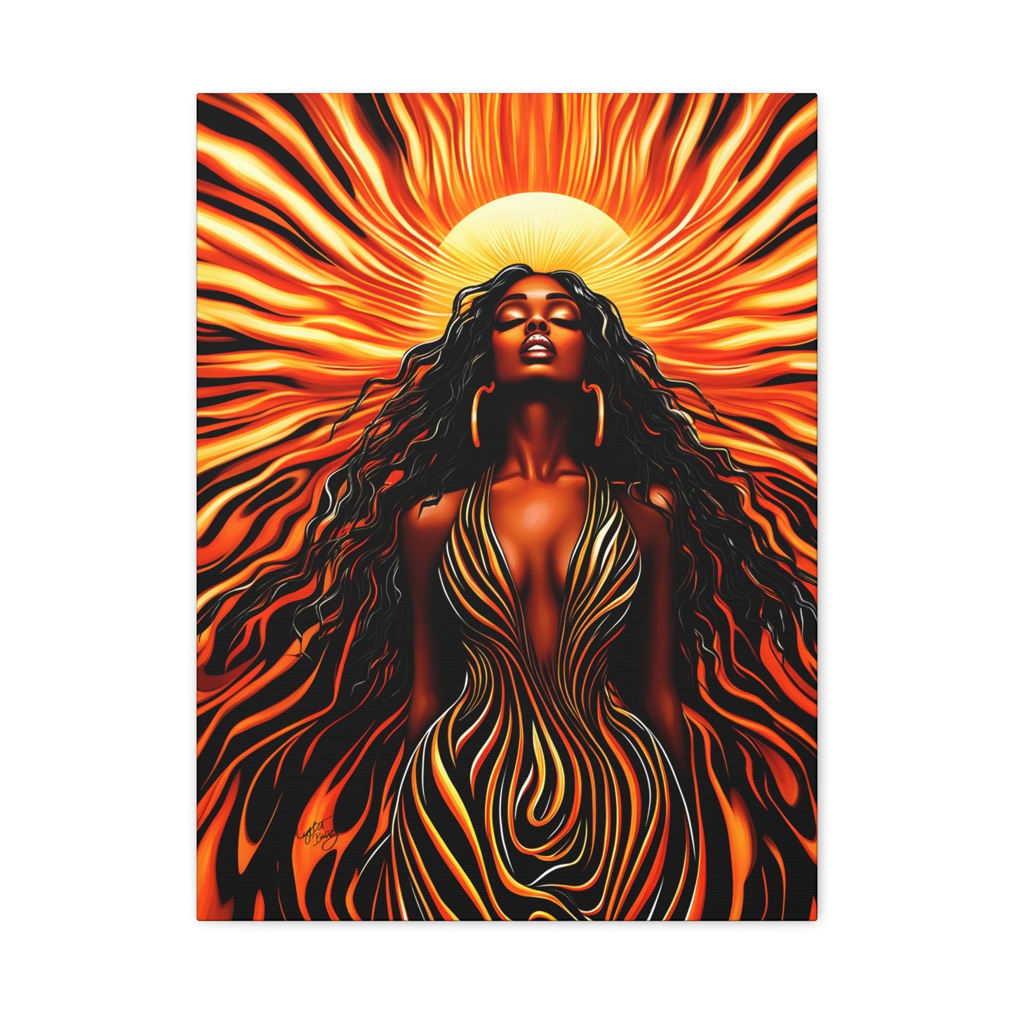 Sunkissed Afrocentric Black Woman Abstract Art Canvas Wall Print