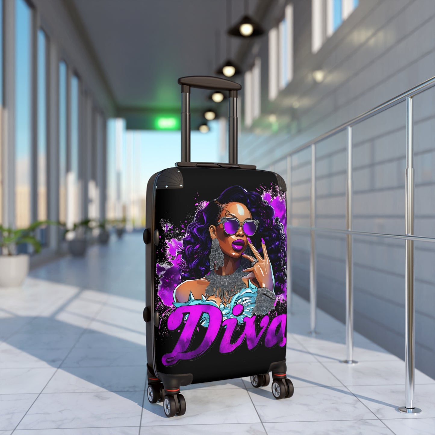Diva Black Woman Art Hardshell Hardside Lockable Spinner Suitcase