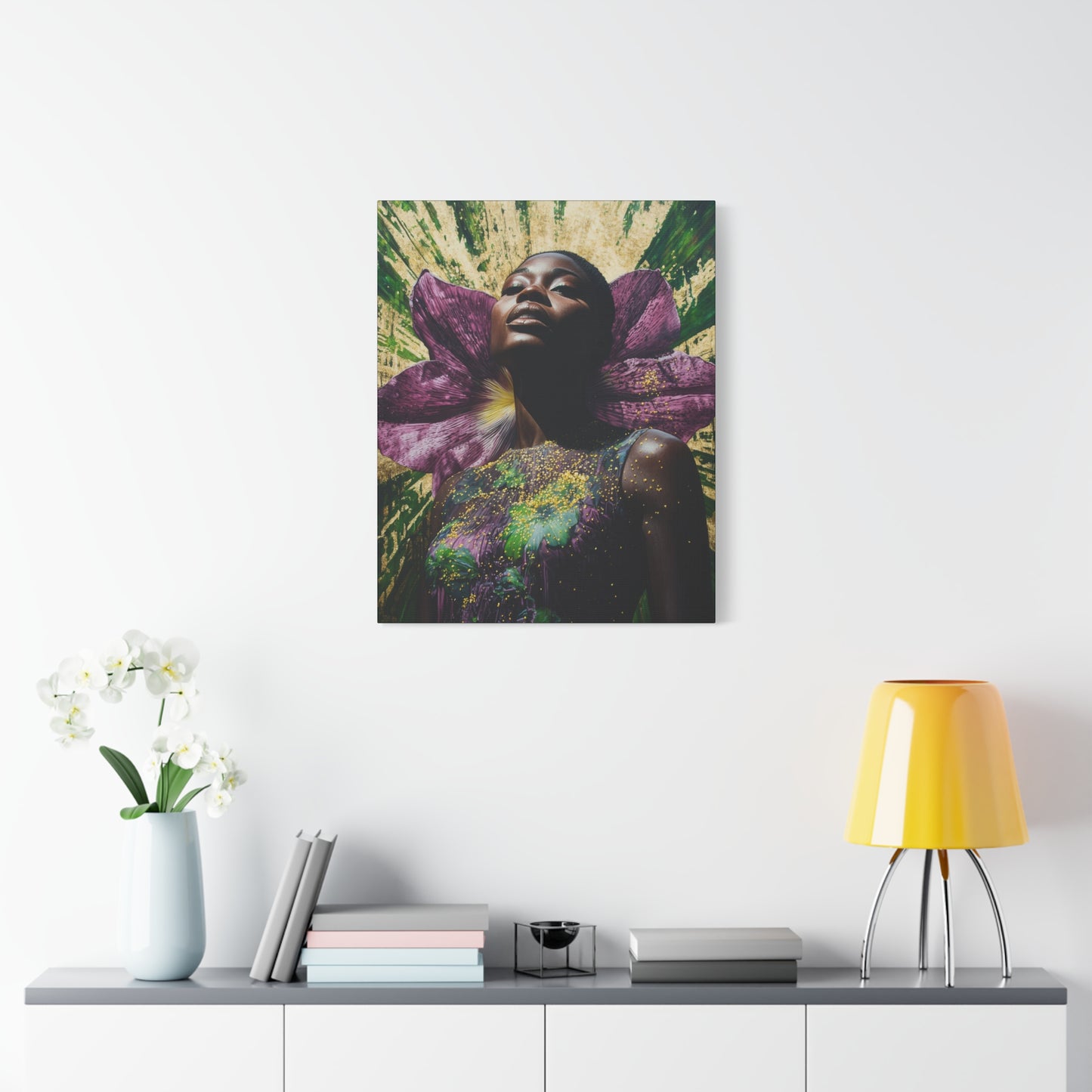 Blooming With Beauty Afrocentric Black Woman Inspirational Spiritual Art Canvas Wall Print