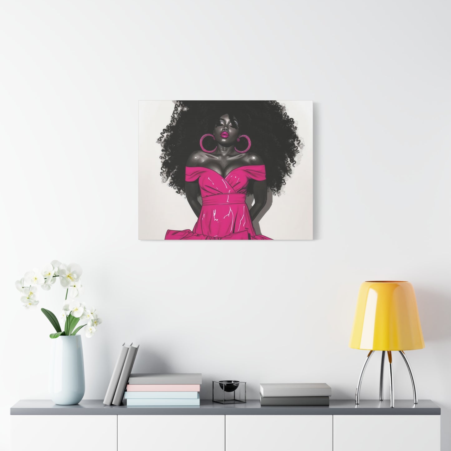 Pink Is My Color Black Woman Art Canvas Wall Print