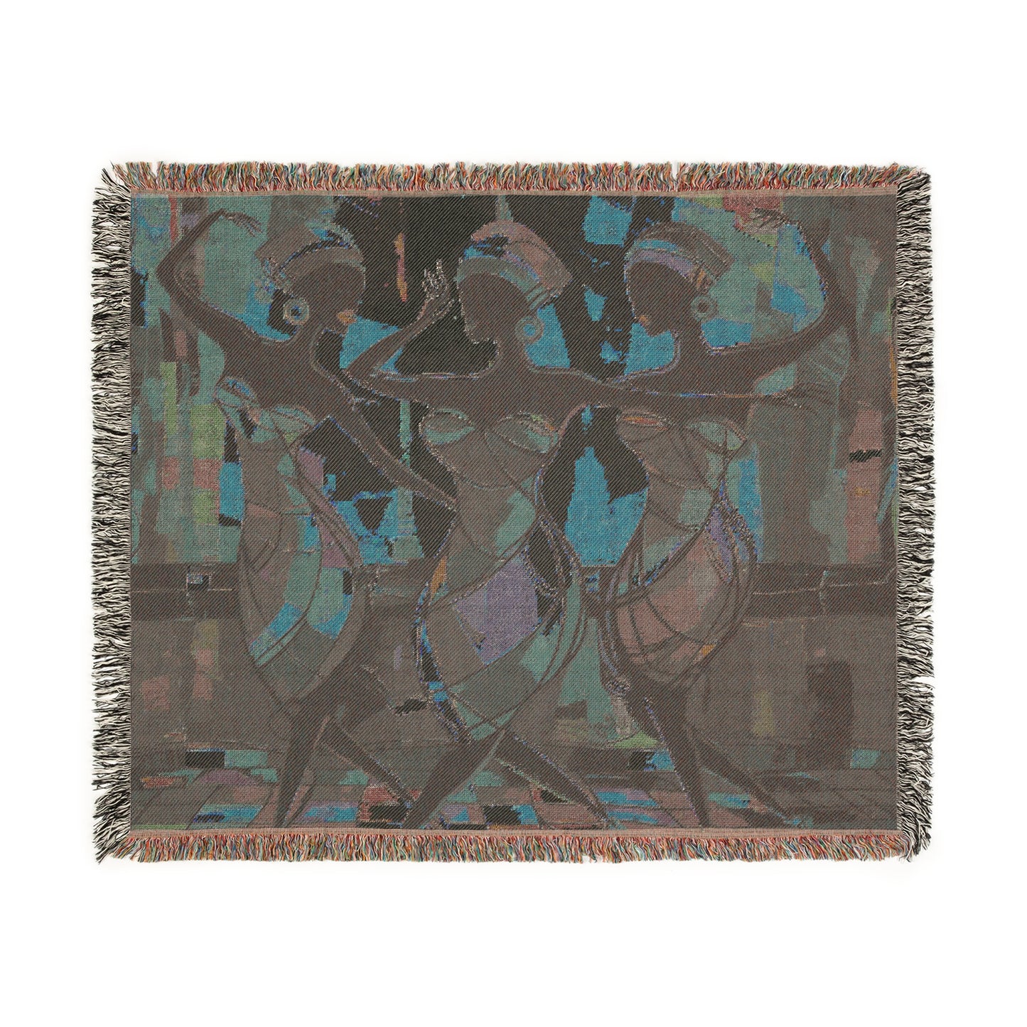 Club Trio Black Woman Art Woven Throw Blanket