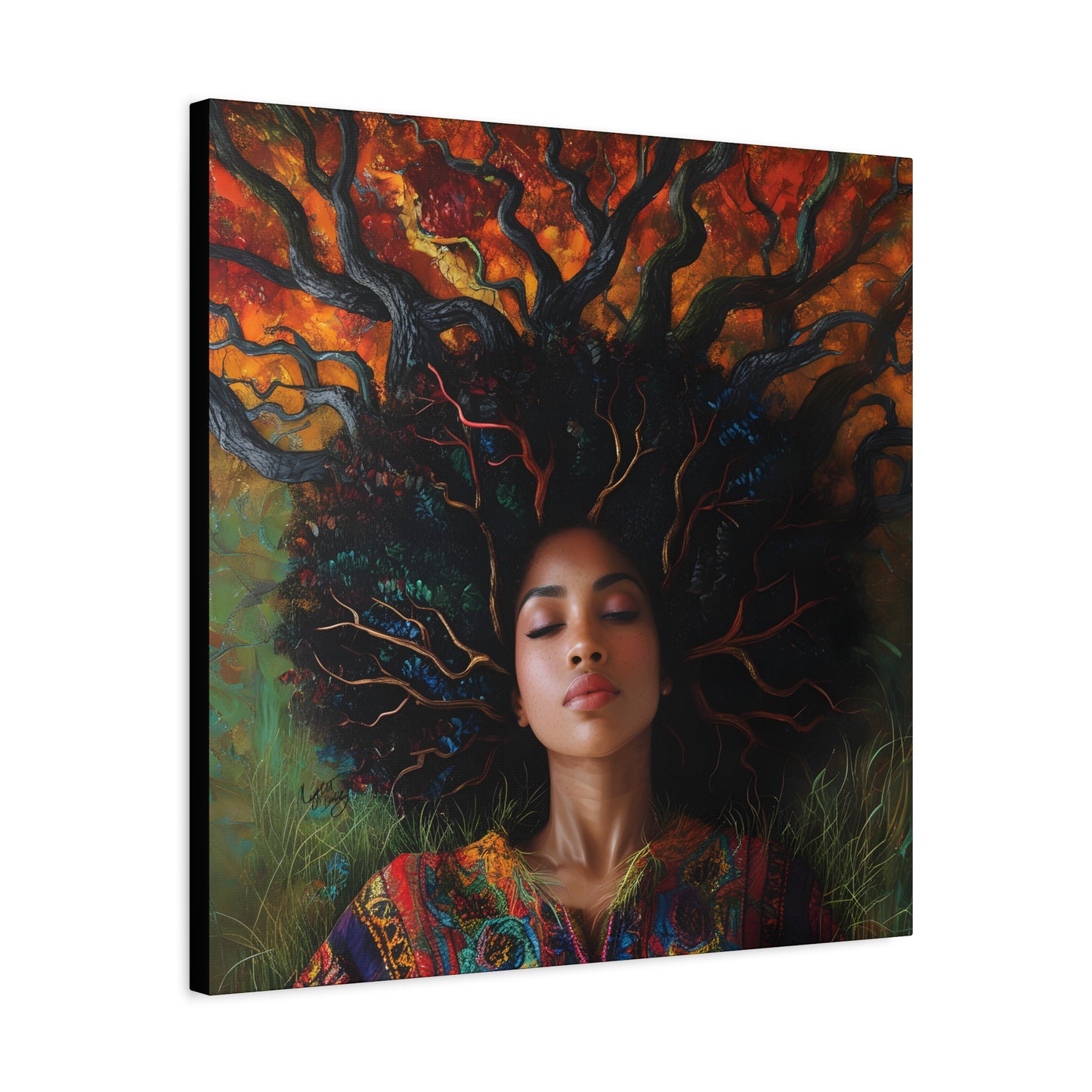 Rooted In My Mind Afrocentric Black Woman Inspirational Spiritual Art Canvas Wall Print - Xtreme Shopper