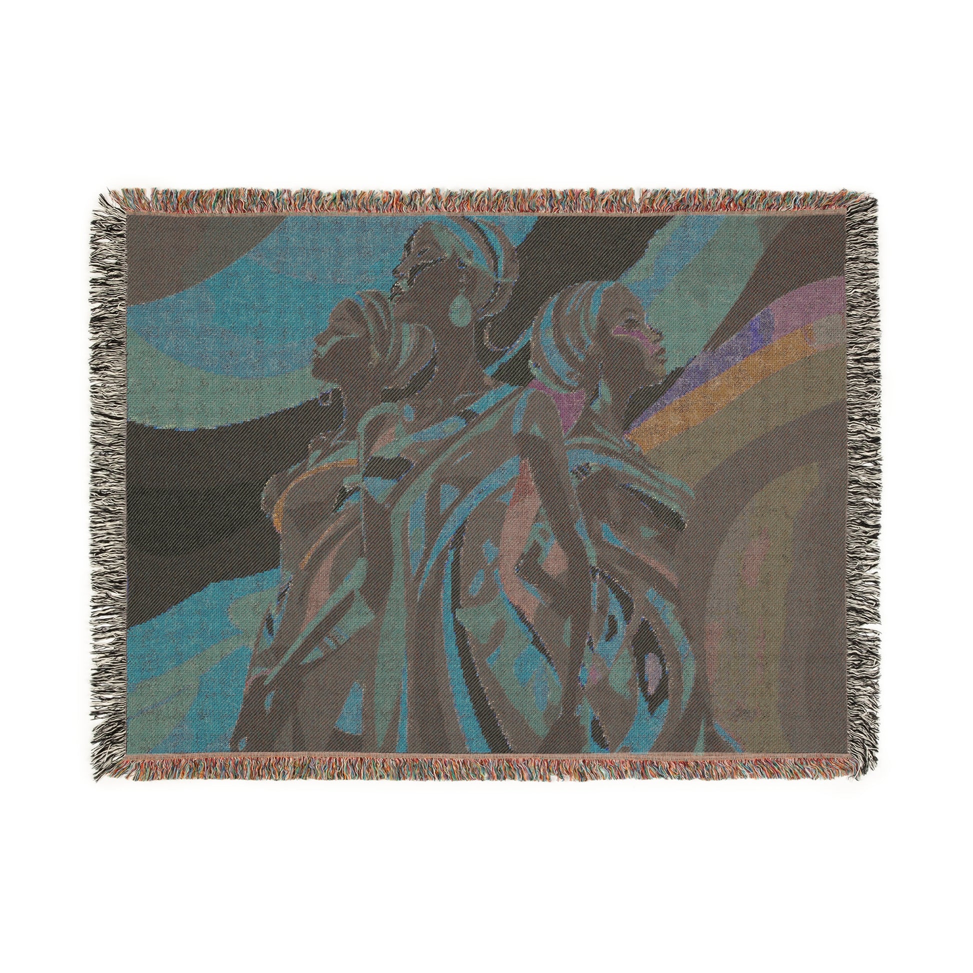 At Peace Abstract Black Woman Afrocentric Art Woven Throw Blanket - Xtreme Shopper