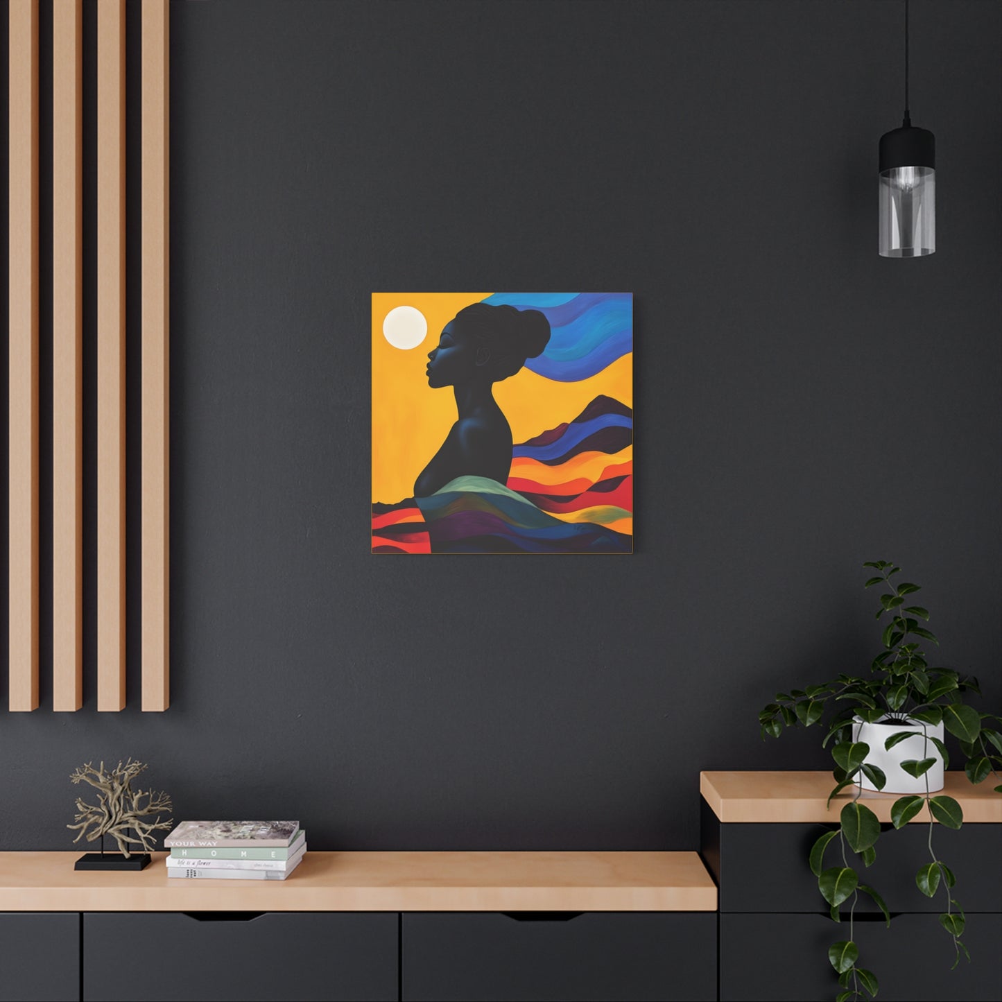 Serenity In Full Color Black Woman Art Canvas Wall Print