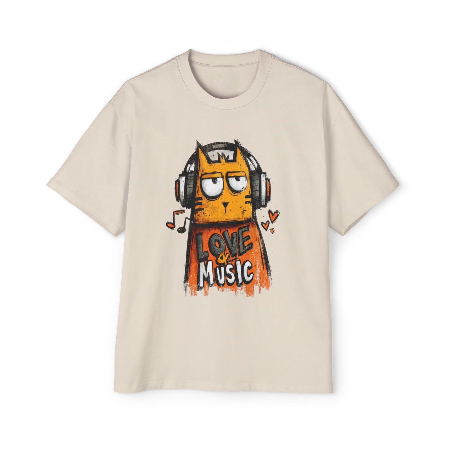 Cats Love Music Streetwear Unisex Heavyweight Cotton Oversized T-Shirt - Xtreme Shopper