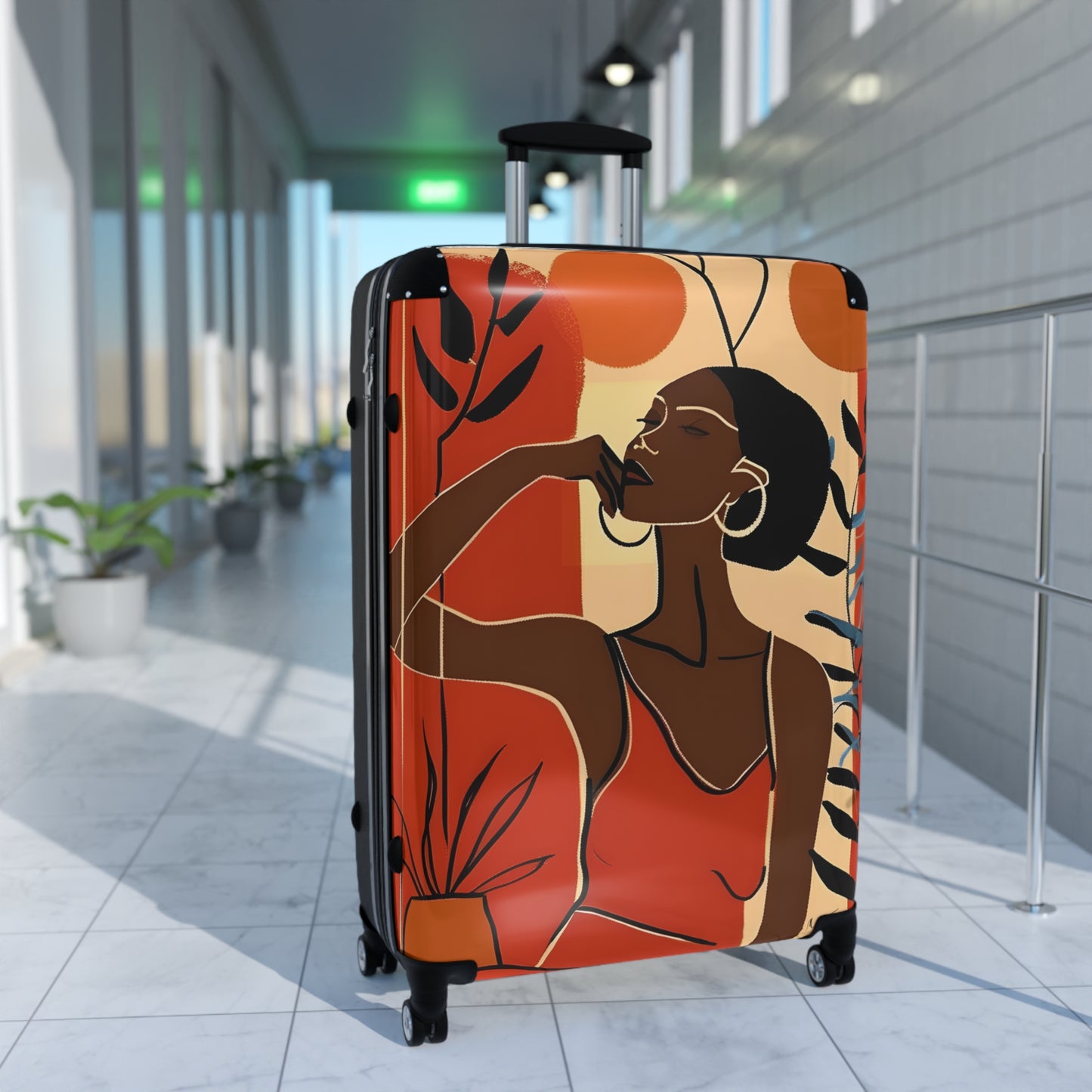 So Chill Abstract Black Woman Art Hardshell Hardside Lockable Spinner Suitcase