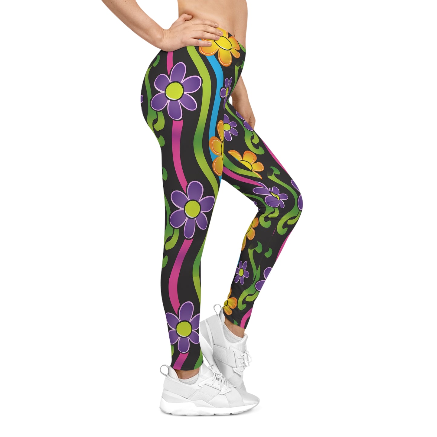 Daisies Are Forever Floral Printed Yoga Pants Leggings