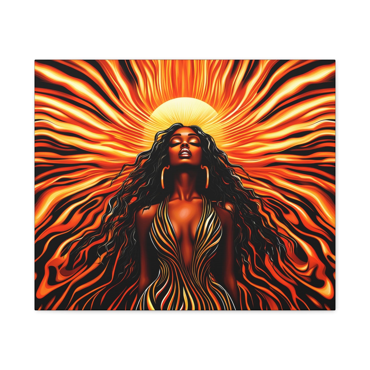 Sunkissed Afrocentric Black Woman Abstract Art Canvas Wall Print