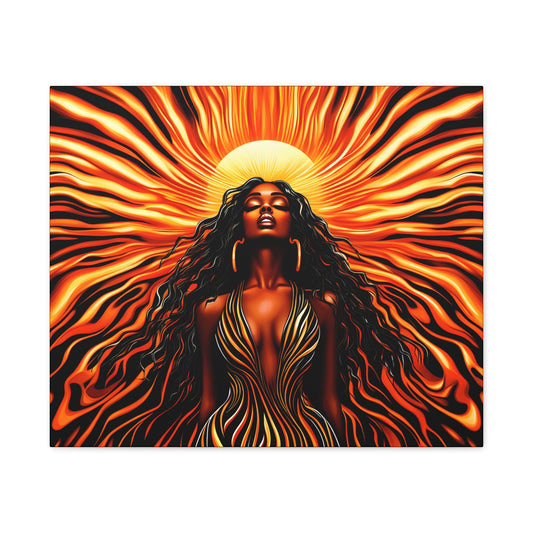 Sunkissed Afrocentric Black Woman Abstract Art Canvas Wall Print