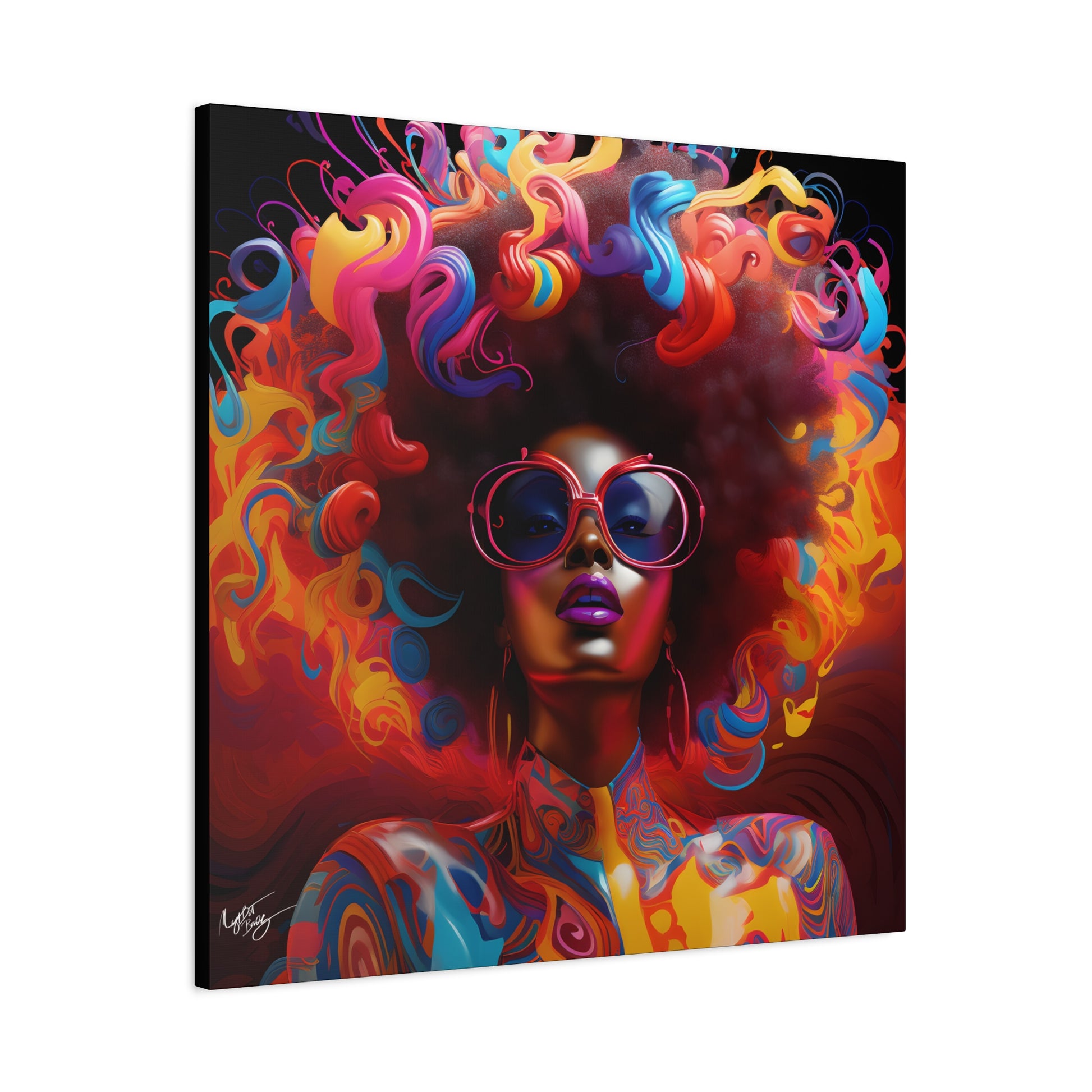 Groovy Summer Black Woman Psychedelic Themed Artwork Canvas Wall Print - Xtreme Shopper