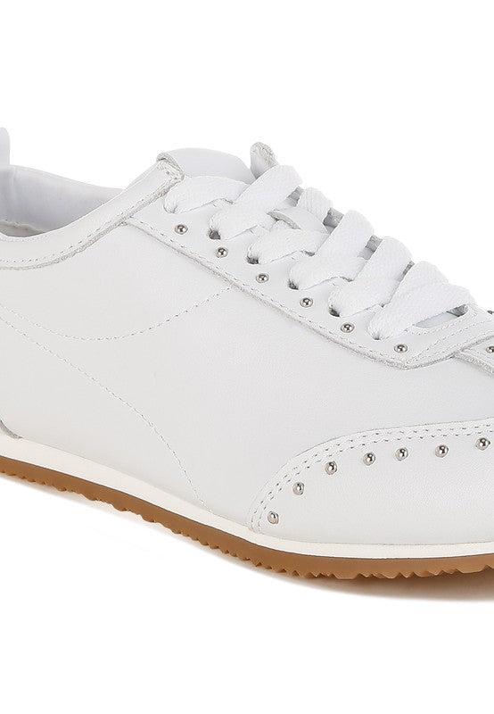 Odaya Studded Real Soft Leather Sneakers - Xtreme Shopper