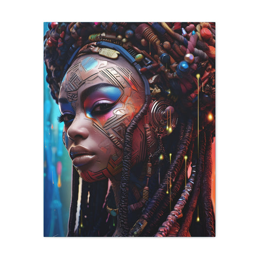 Princess Of The Past and Future Afrocentric Afrofuturism Abstract Black Artwork Canvas Wall Print