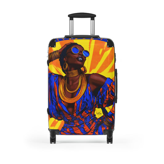 Vacation Vibing Black Woman Art Hardshell Hardside Lockable Spinner Suitcase Luggage