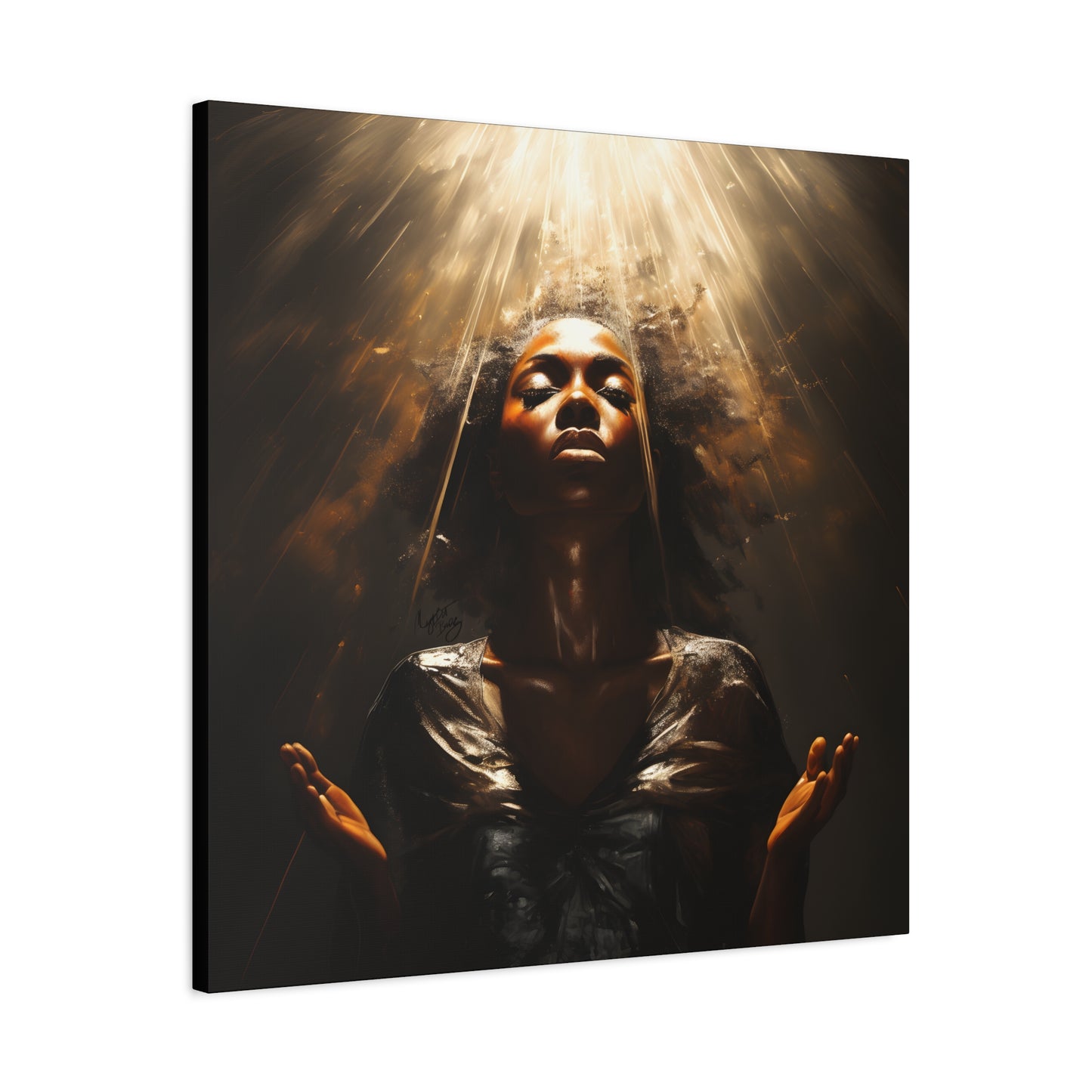 Give Me Strength Afrocentric Black Woman Inspirational Spiritual Art Canvas Wall Print