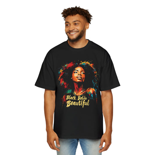 Black Bold and Beautiful Streetwear Unisex Heavyweight Cotton Oversized T-Shirt