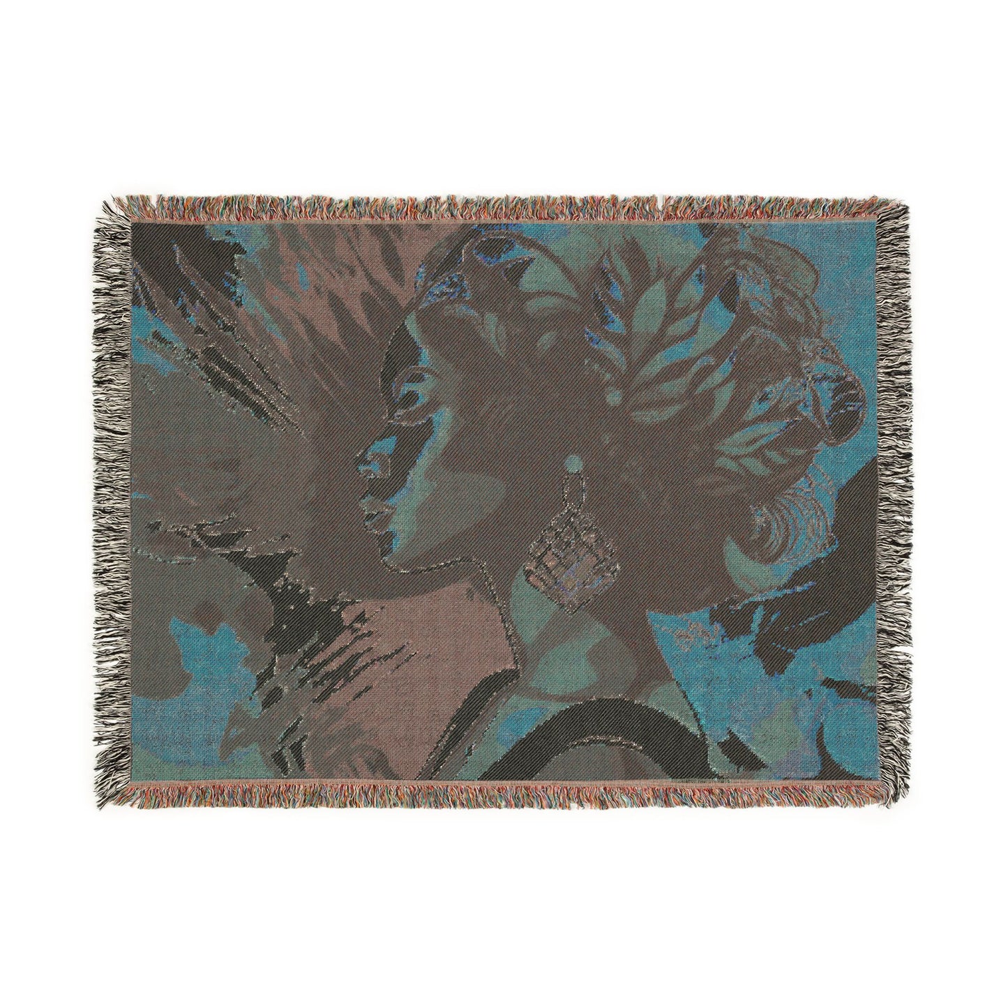 Glorious Autumn Vibes Black Woman Afrocentric Art Woven Throw Blanket