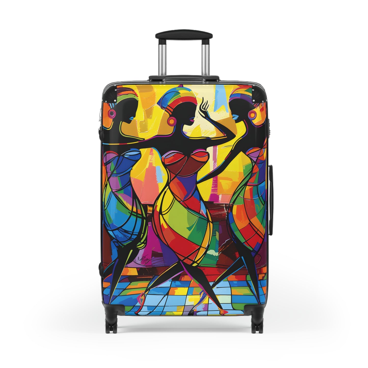 Club Trio Black Woman Art Hardshell Hardside Lockable Spinner Suitcase Luggage