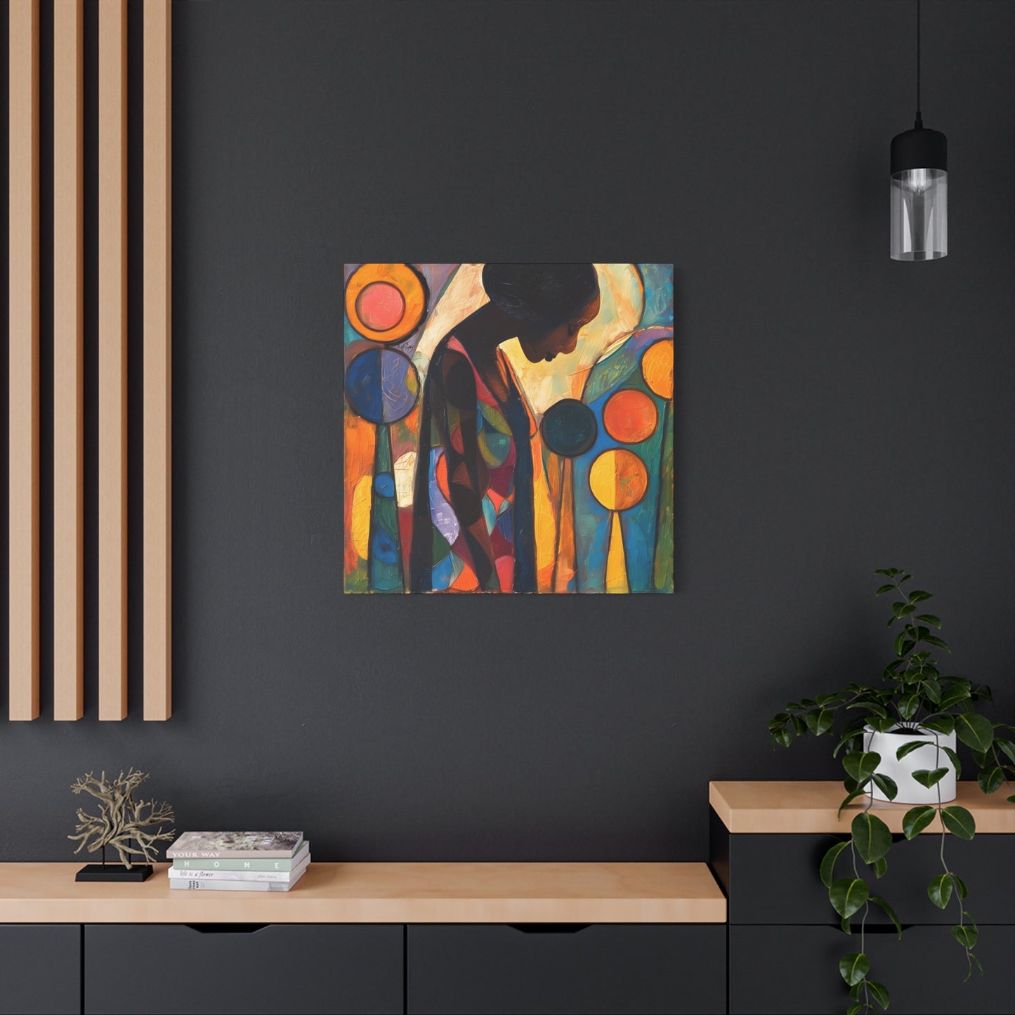 At Peace In Abstract Afrocentric Black Woman Abstract Art Canvas Wall Print - Xtreme Shopper