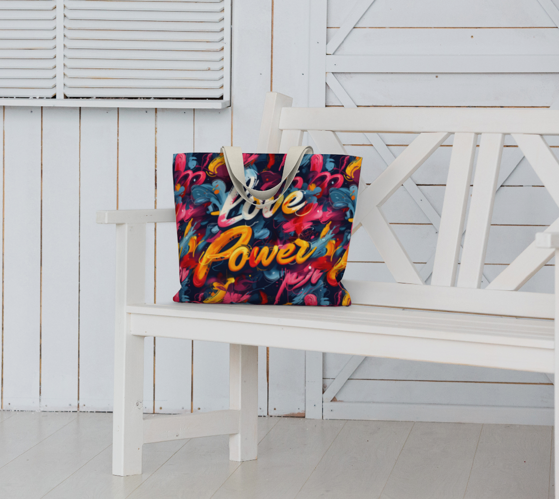 Love Power Premium Large Heavyweight Canvas Shopping Tote Bag