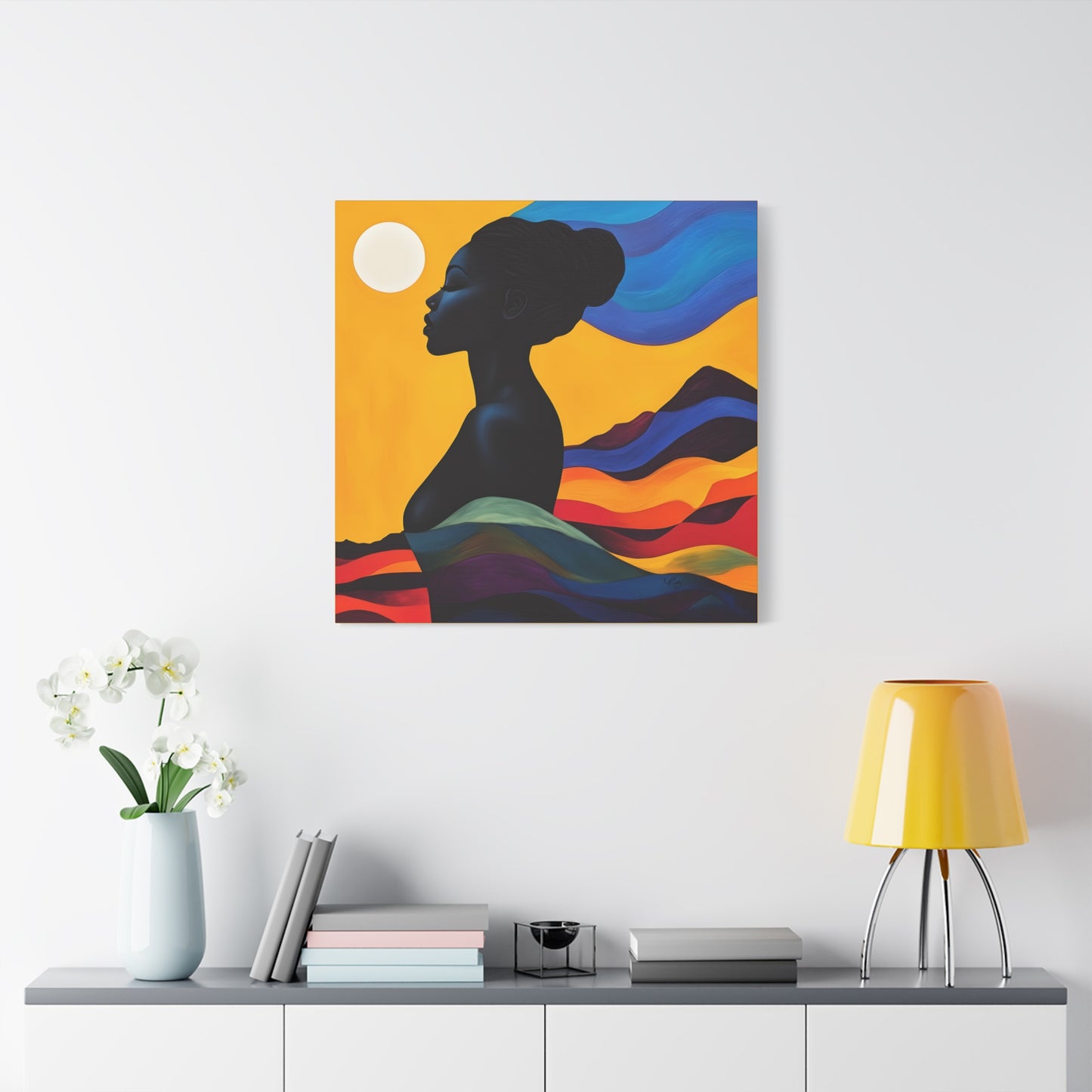 Serenity In Full Color Black Woman Art Canvas Wall Print