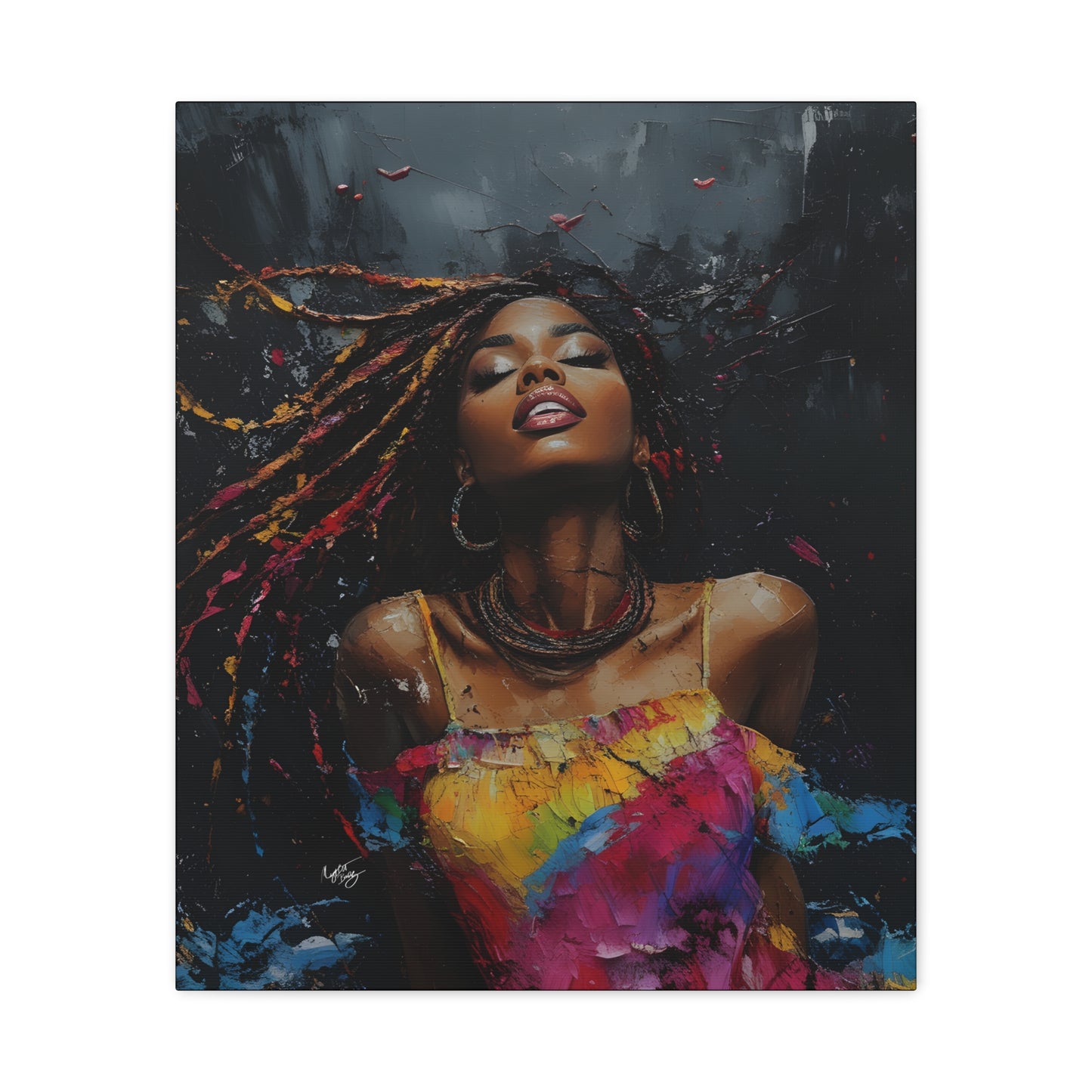 Euphoria Afrocentric Black Woman Abstract Art Canvas Wall Print