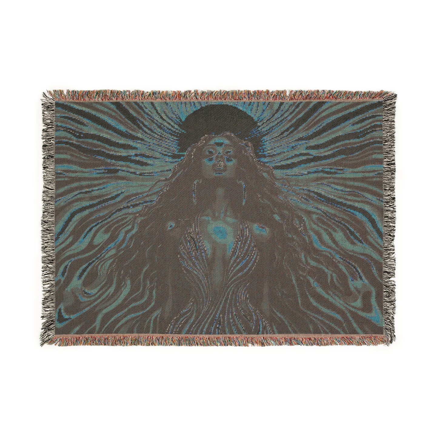 Sun Kissed Black Woman Art Woven Throw Blanket