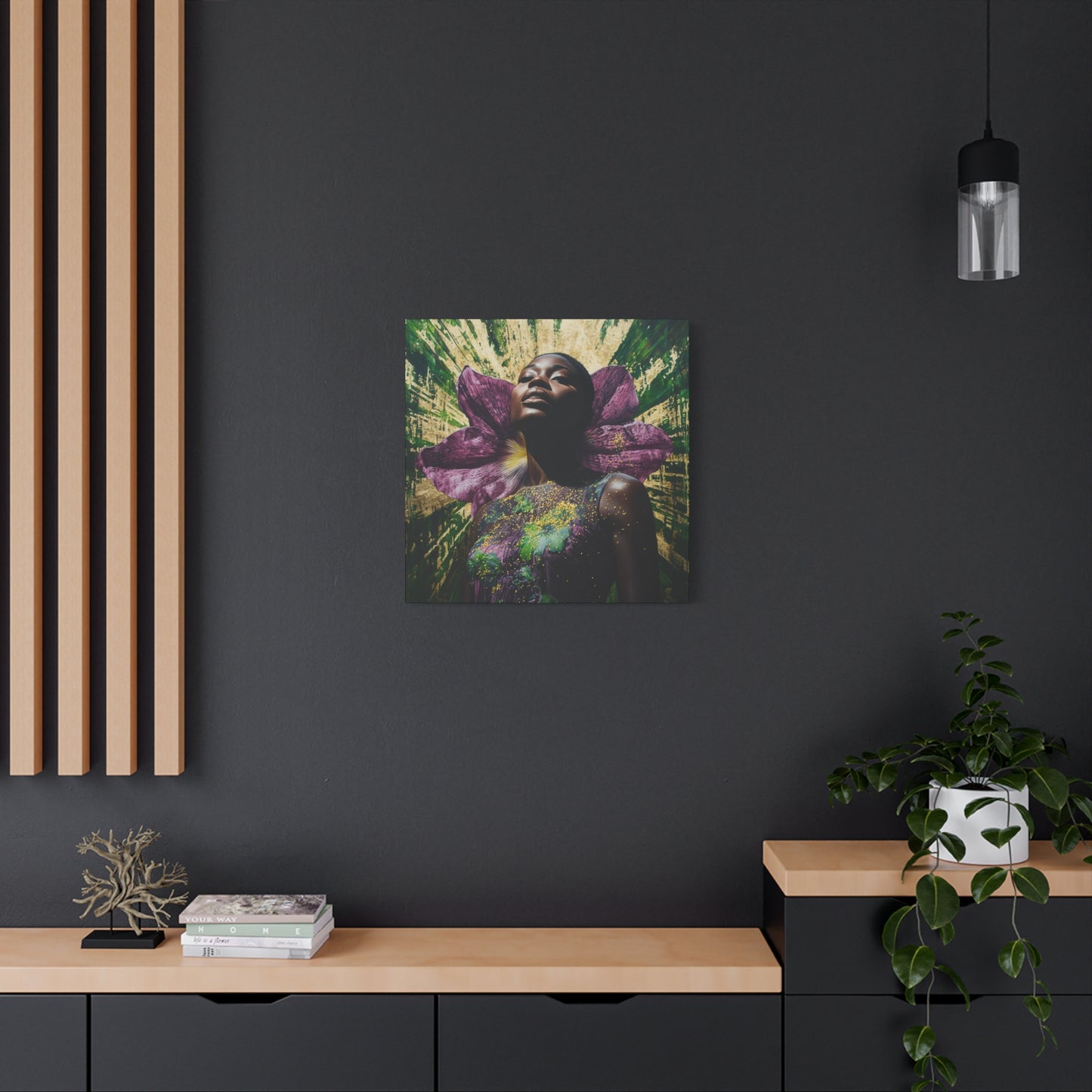 Blooming With Beauty Afrocentric Black Woman Inspirational Spiritual Art Canvas Wall Print