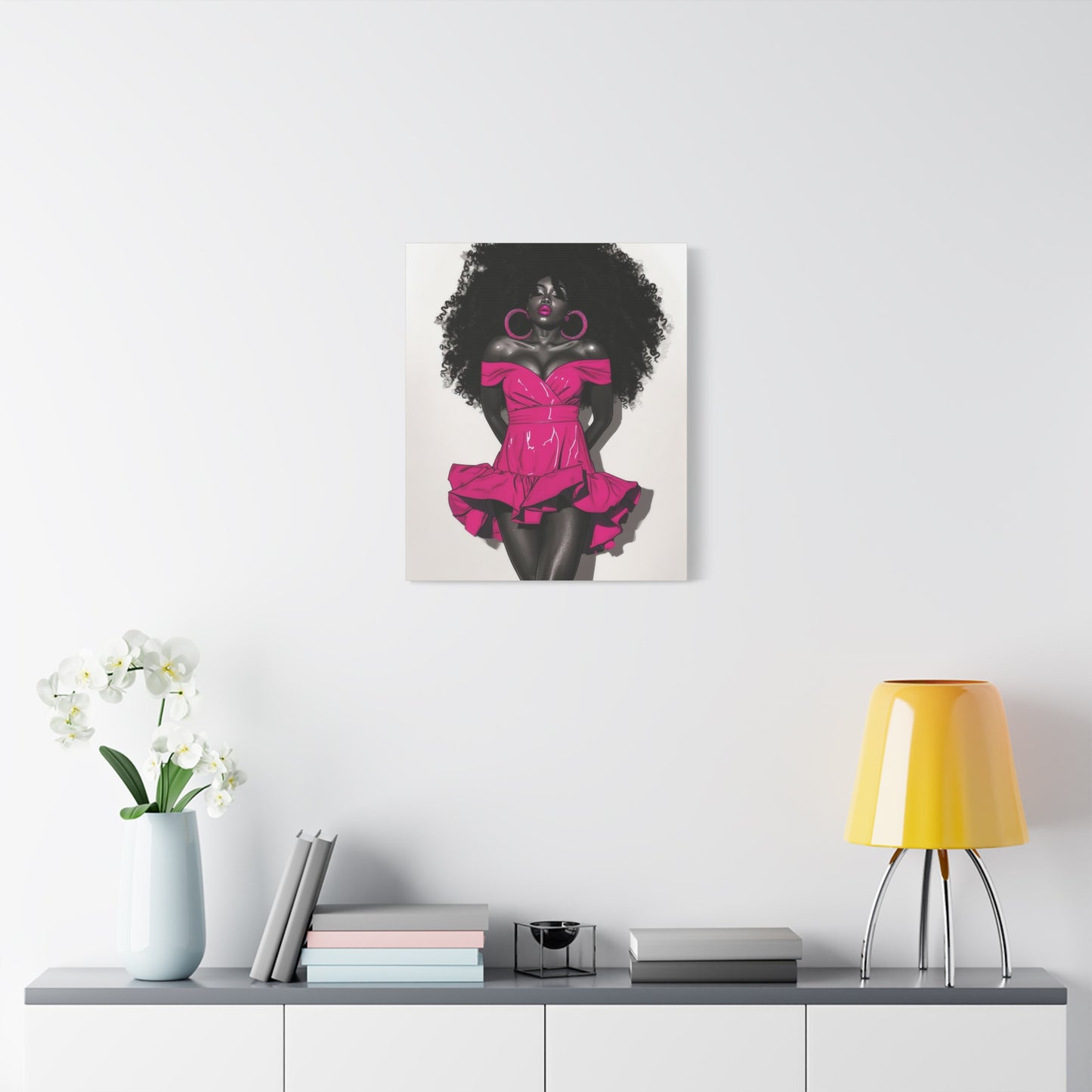 Pink Is My Color Black Woman Art Canvas Wall Print