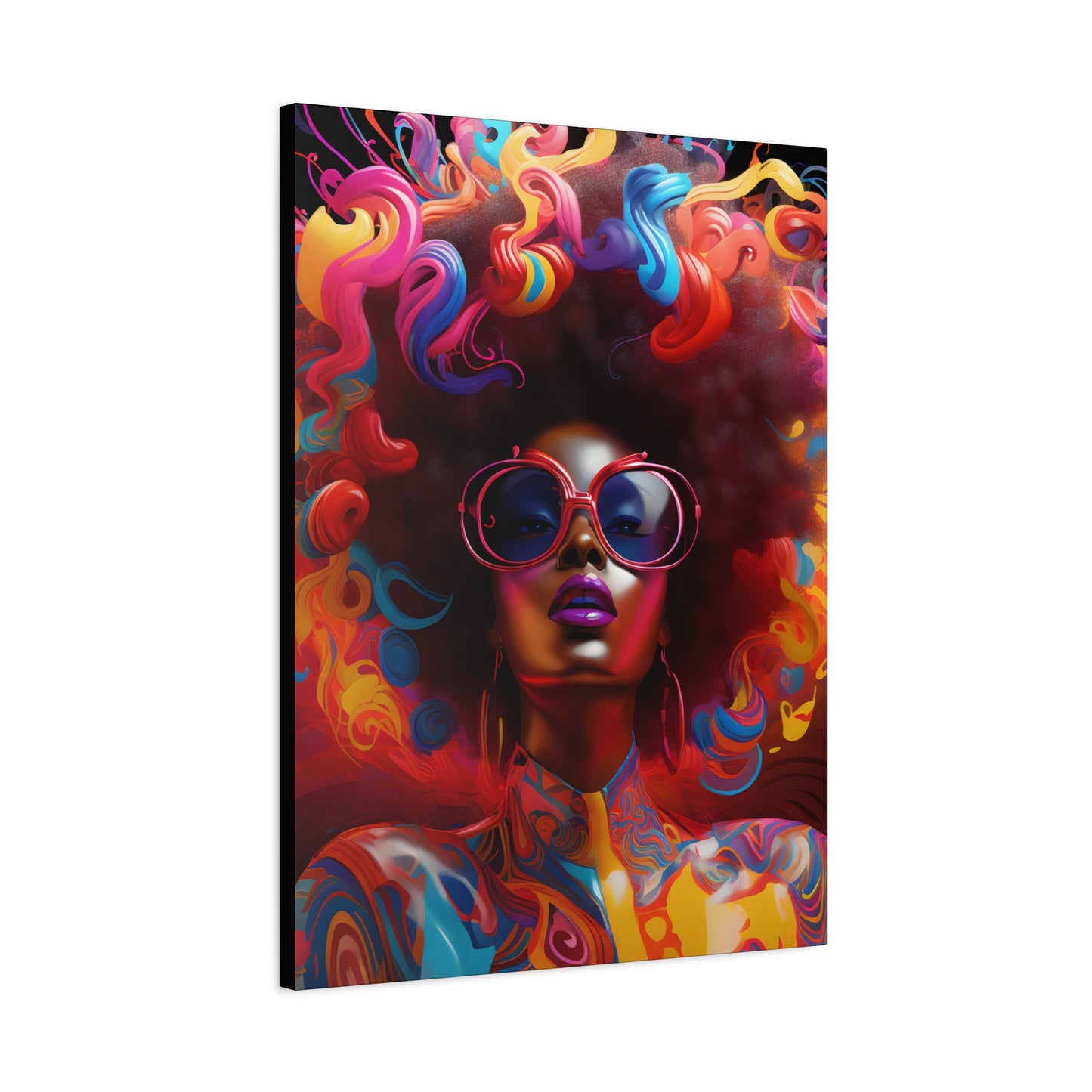 Groovy Summer Black Woman Psychedelic Themed Artwork Canvas Wall Print - Xtreme Shopper