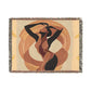 In Sync With The Rhythm Abstract Black Woman Afrocentric Art Woven Throw Blanket - Xtreme Shopper