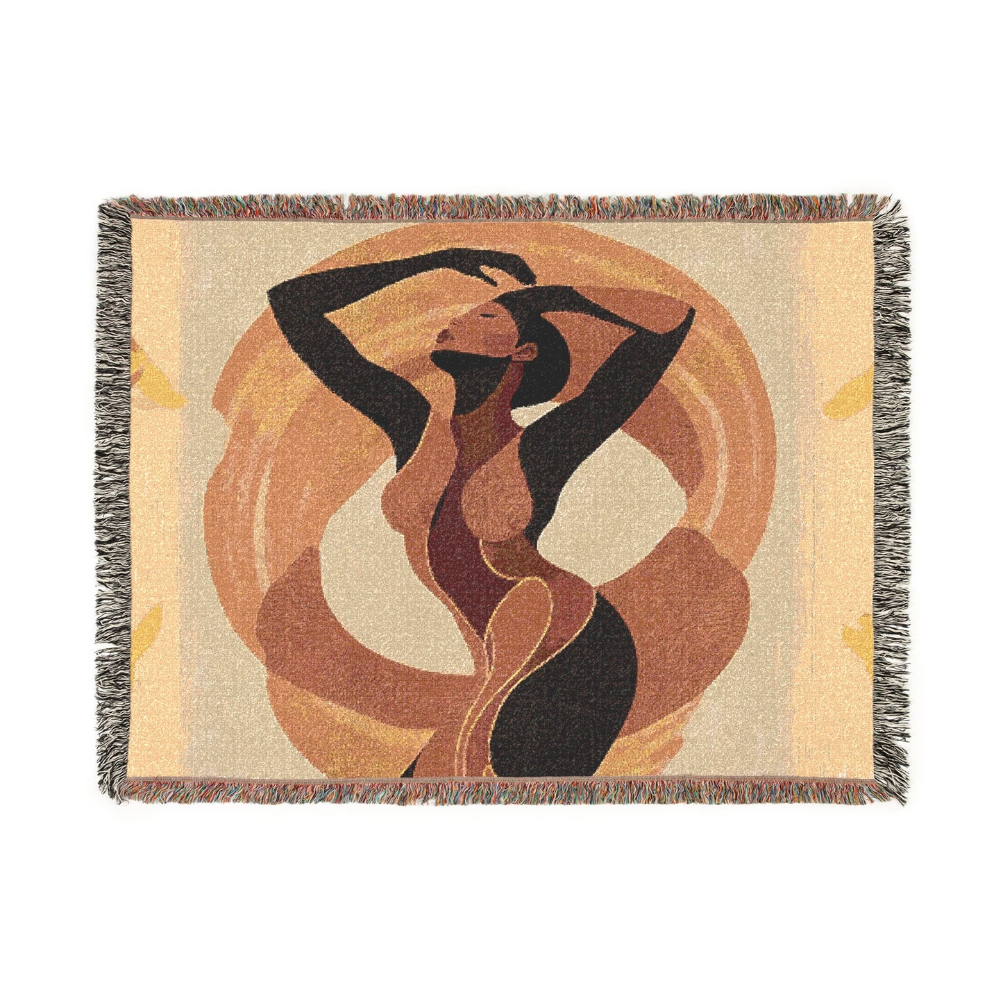 In Sync With The Rhythm Abstract Black Woman Afrocentric Art Woven Throw Blanket - Xtreme Shopper