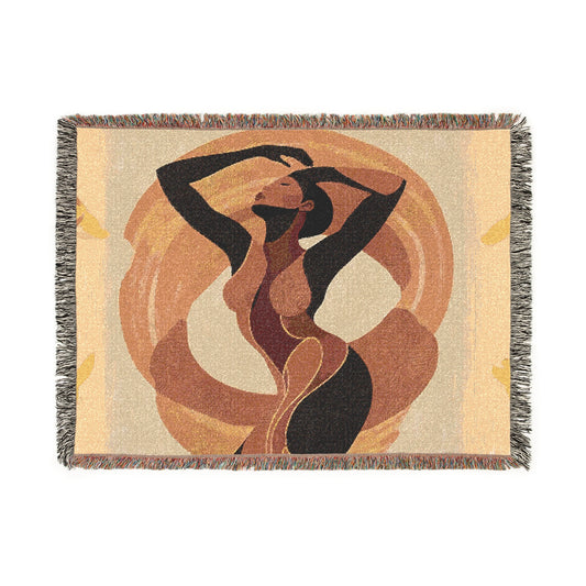 In Sync With The Rhythm Abstract Black Woman Afrocentric Art Woven Throw Blanket - Xtreme Shopper