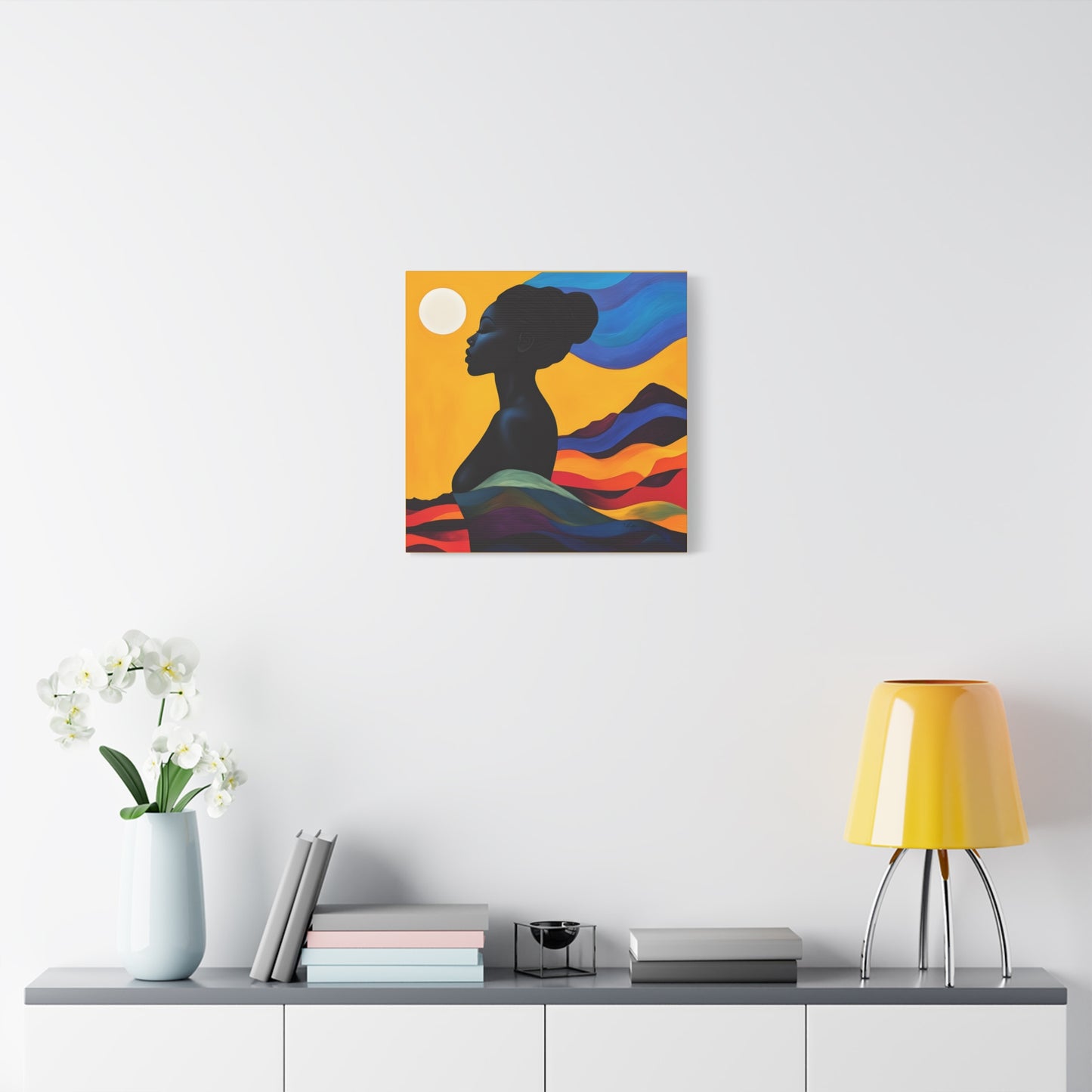 Serenity In Full Color Black Woman Art Canvas Wall Print