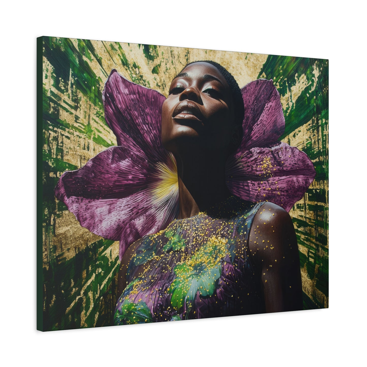 Blooming With Beauty Afrocentric Black Woman Inspirational Spiritual Art Canvas Wall Print