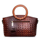 Vegan Leather Reptile Embossed Handbag with Crossbody Strap