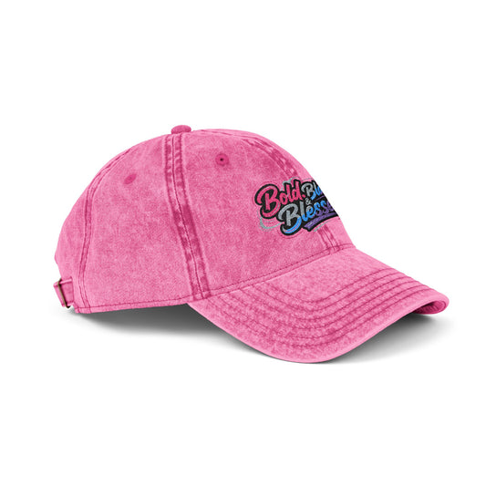 Bold Black and Blessed Spiritual Statement Vintage Distressed Embroidered Hat