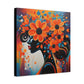 Flowery Thoughts Black Woman Art Canvas Wall Print