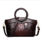 Vegan Leather Reptile Embossed Handbag with Crossbody Strap