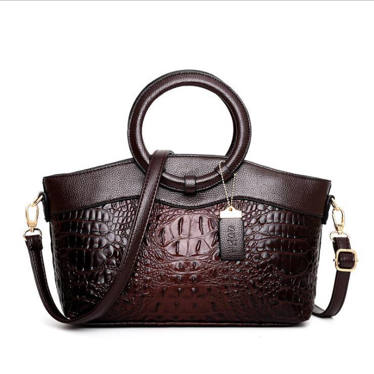 Vegan Leather Reptile Embossed Handbag with Crossbody Strap