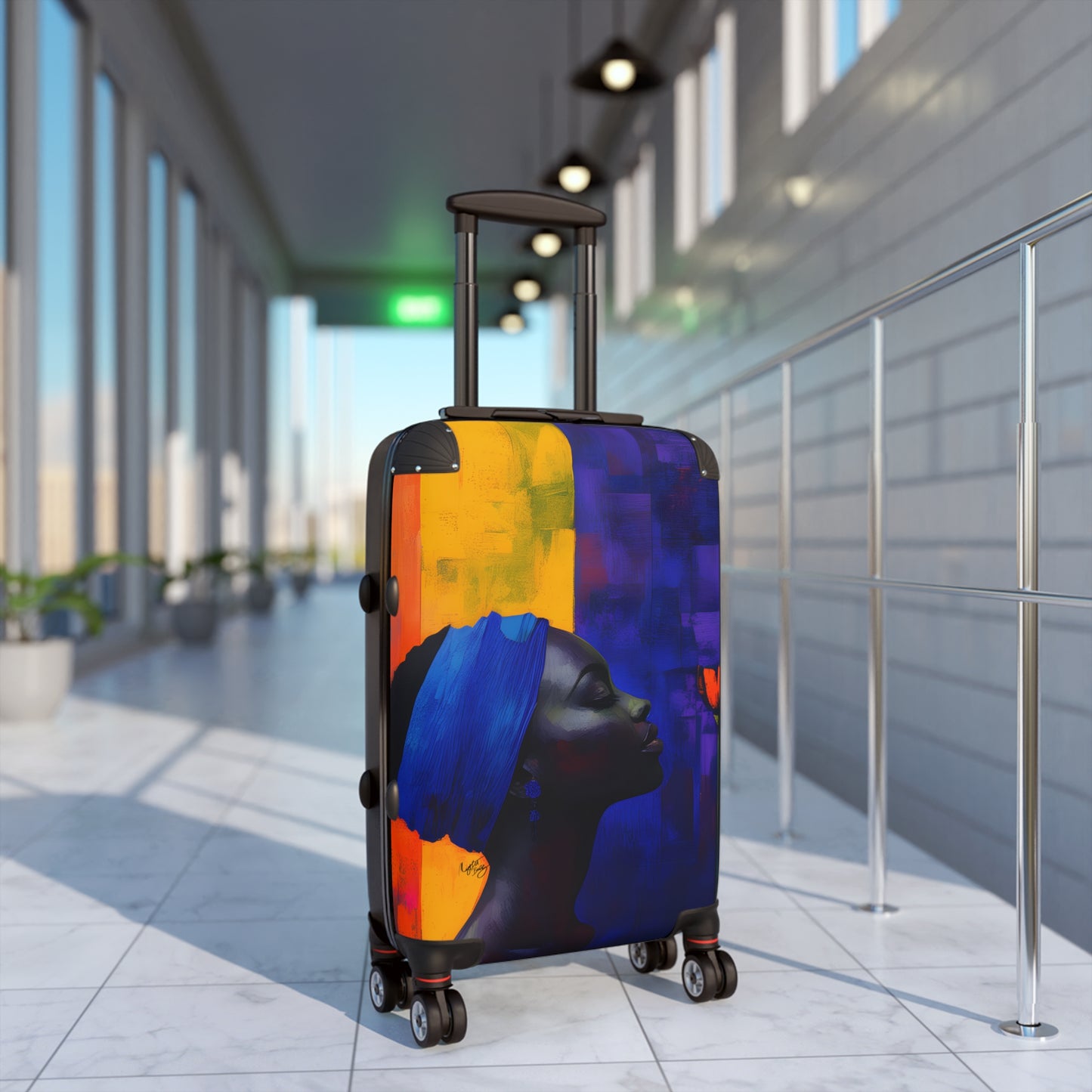 Stop and Smell the Flowers Black Woman Art Hardshell Hardside Lockable Spinner Suitcase