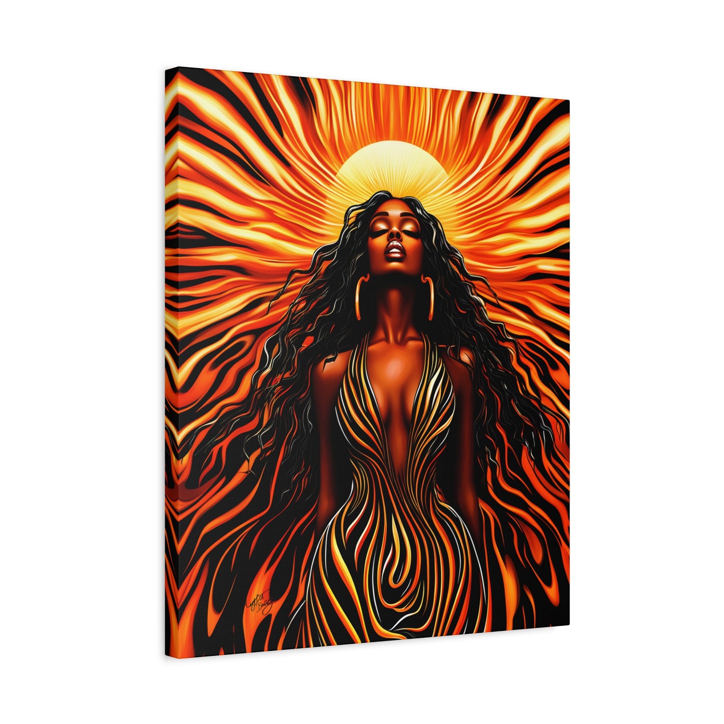 Sunkissed Afrocentric Black Woman Abstract Art Canvas Wall Print