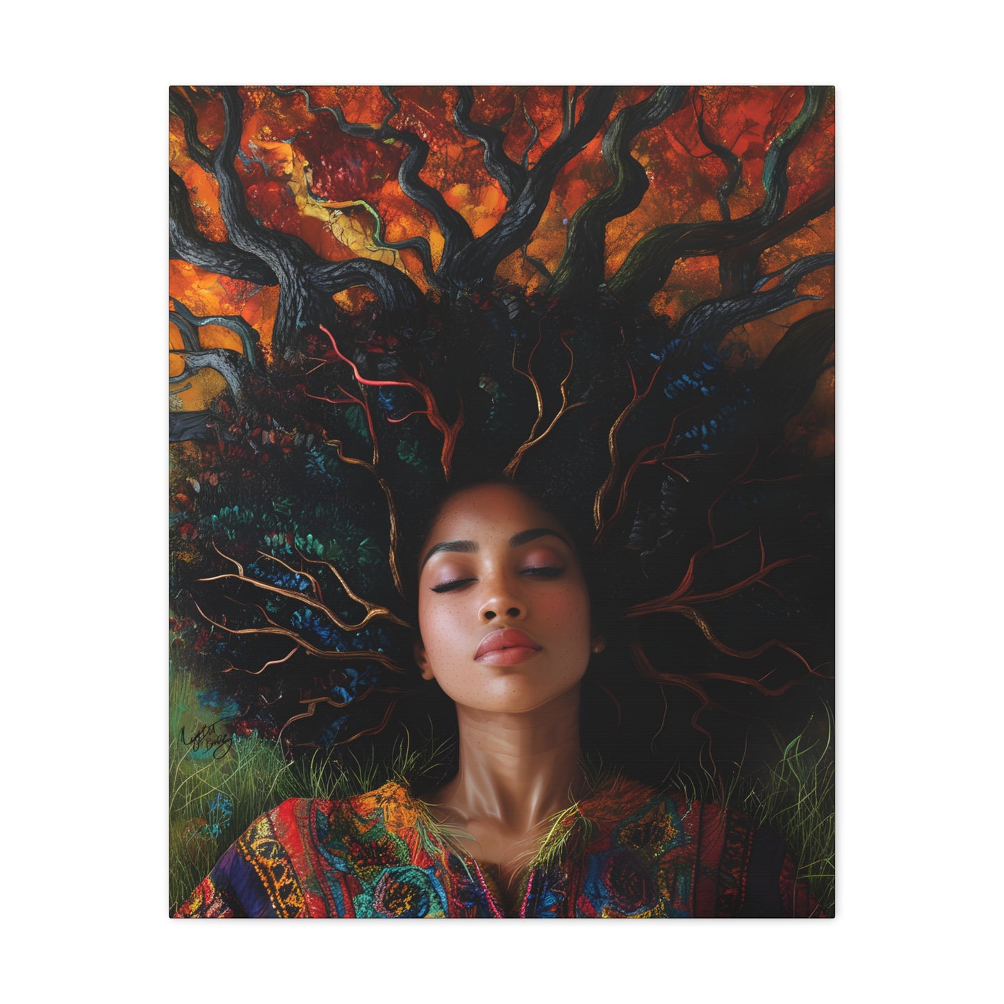 Rooted In My Mind Afrocentric Black Woman Inspirational Spiritual Art Canvas Wall Print - Xtreme Shopper